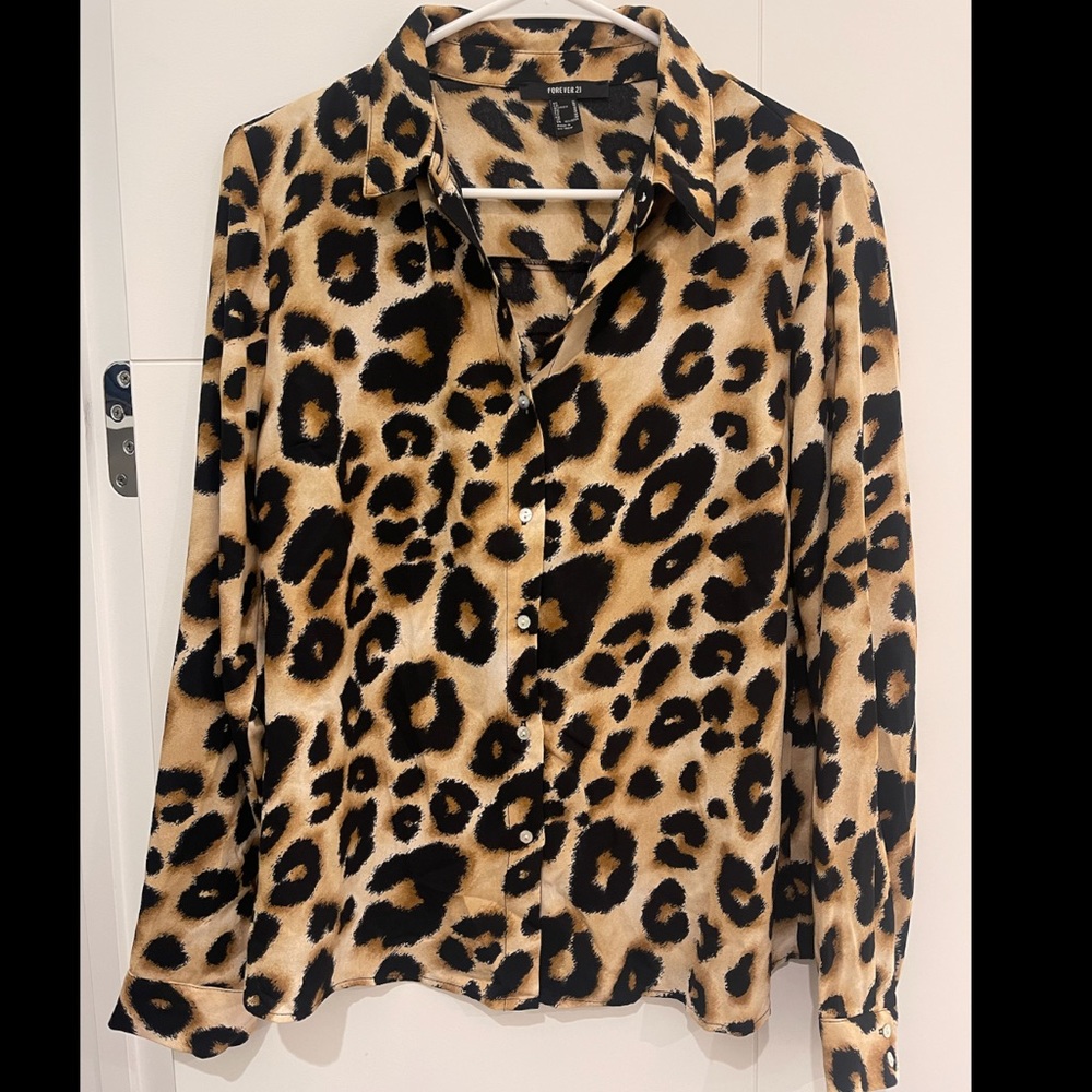 Leopard Print Button Down Blouse